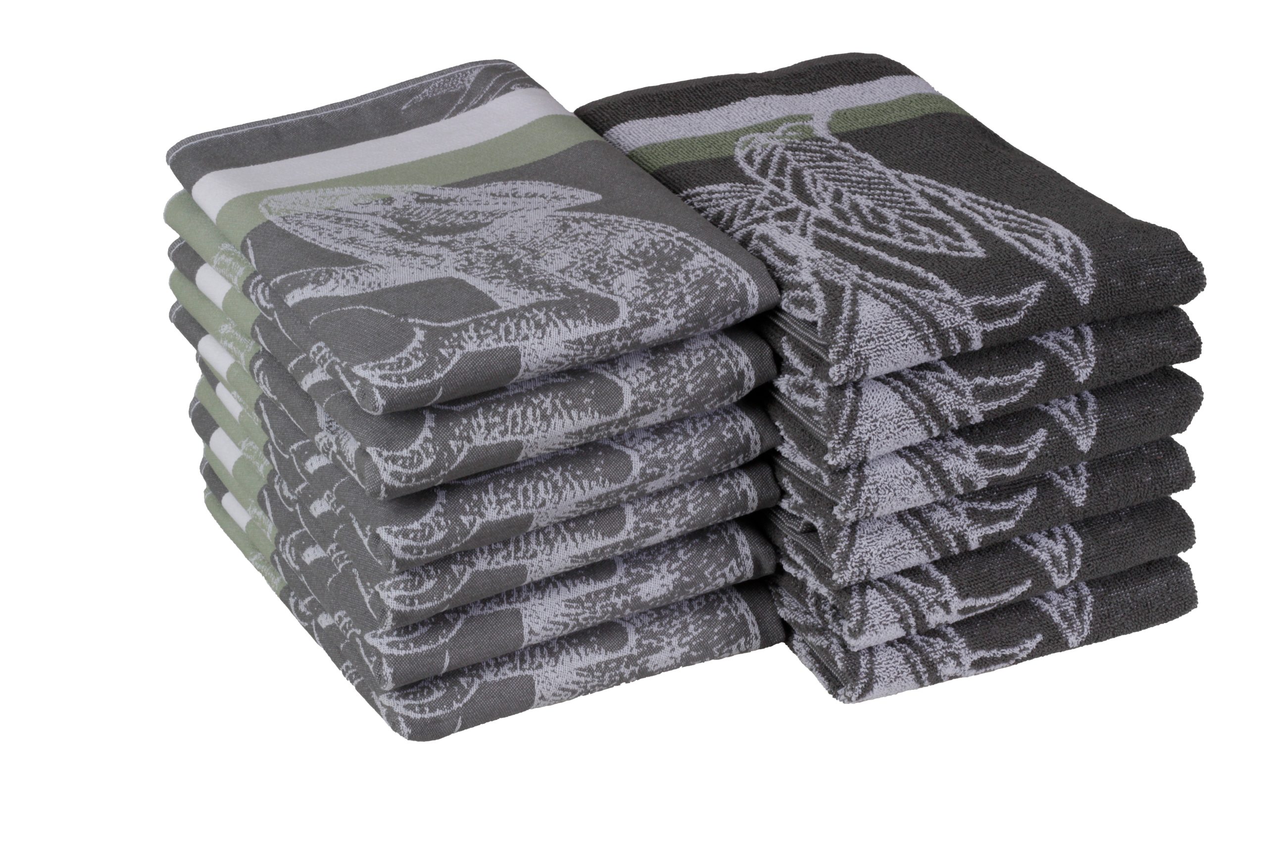 Keuken- & Theedoek jungle – set van 12 – antraciet