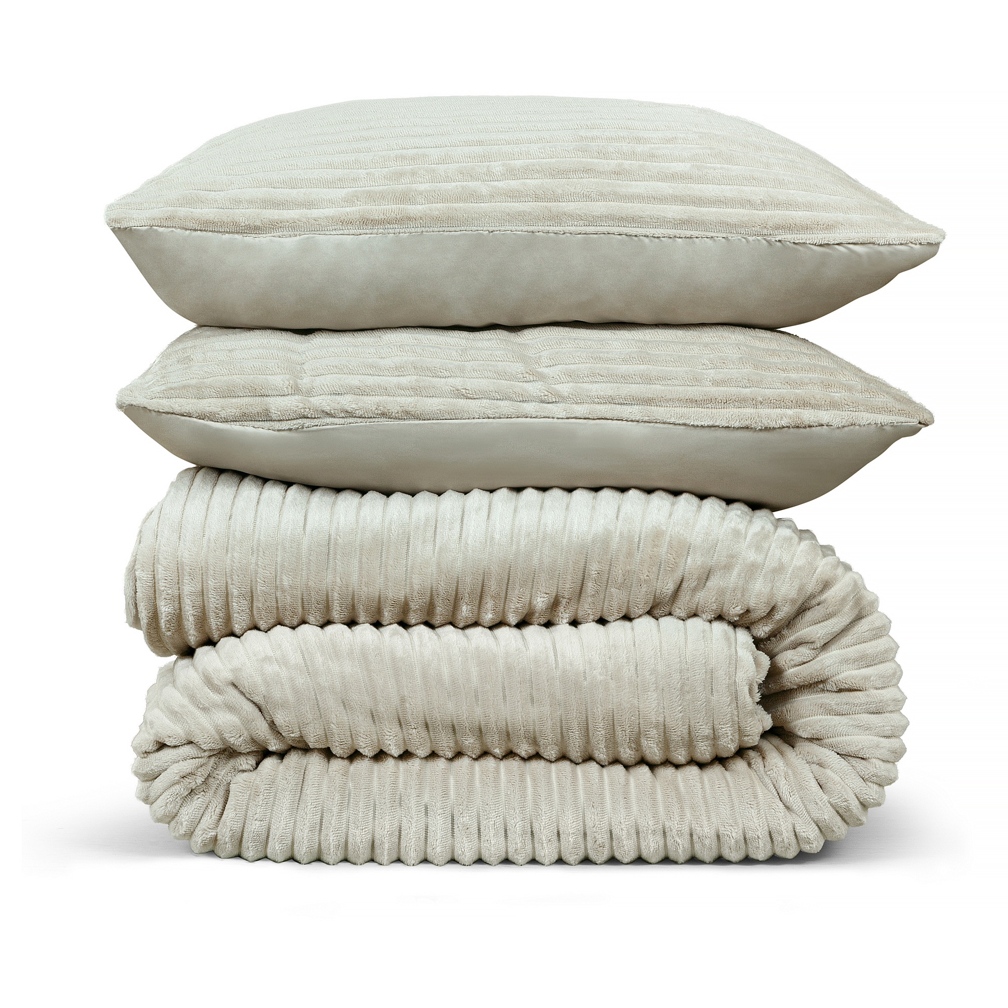 Dekbedovertrek Rib Flanel – 100% zacht materiaal – 140×220 – licht beige