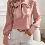 Dames Blouse Lange Mouw Elegante Vlinderdas Synthetisch