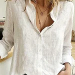 Dames Blouse Elegante V-hals Borduurwerk Katoen