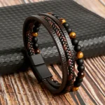 Heren Armband Set Gevlochten Kunstleer en Parel voor Stijlvolle Looks