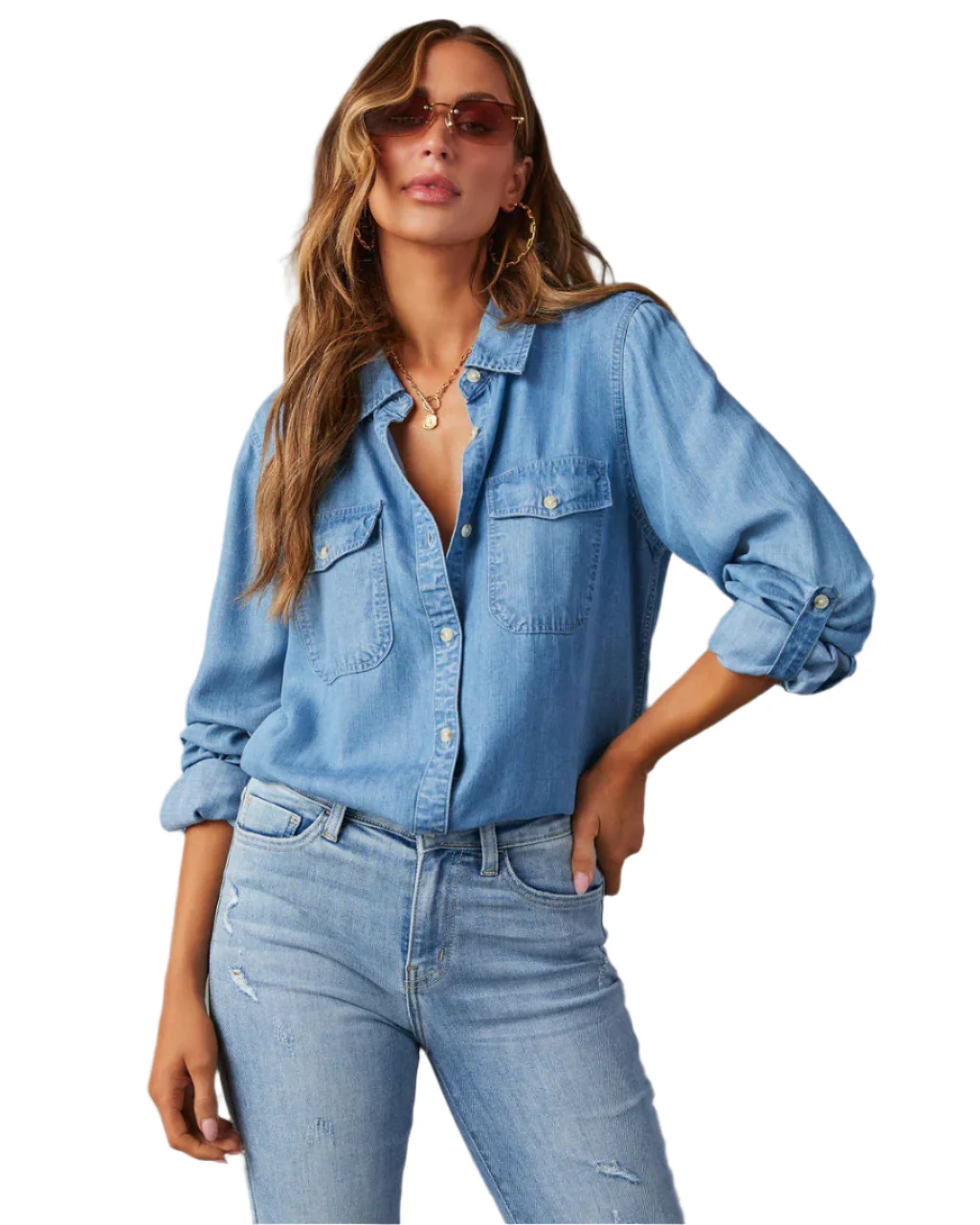 Dames Blouse Lange Mouwen Katoenmix Met Knopen Casual Style