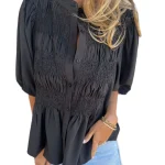 Dames Blouse Met Plissé Ontwerp en Relaxte Pasvorm