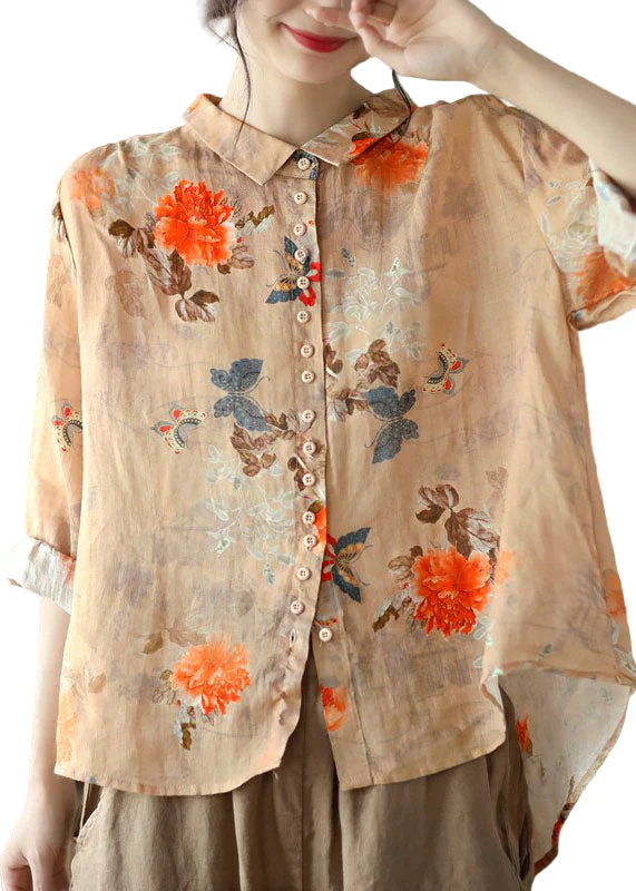 Dames Blouse met Peter Pan Kraag en Lange Mouwen