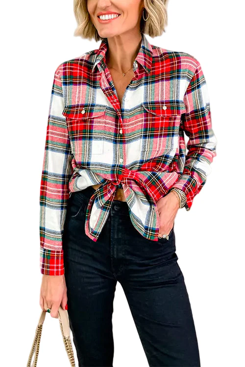 Dames Blouseshirt Geruit met Lange Mouwen