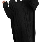 Dames Casual Trui Jurk met O-Hals en Jacquard Design