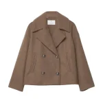 Dames Cropped Peacoat met Dubbele Rij Knopen