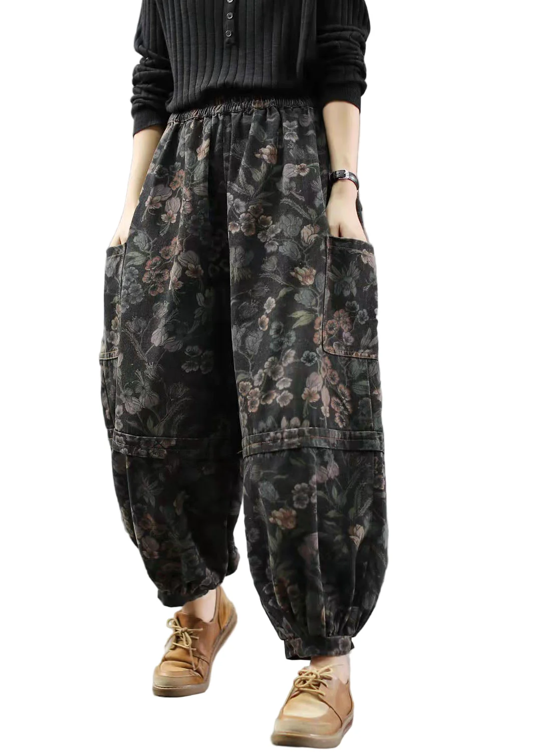 Dames Denim Broek met Print en Lanternstijl