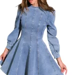 Dames Denim Skater Mini Jurk