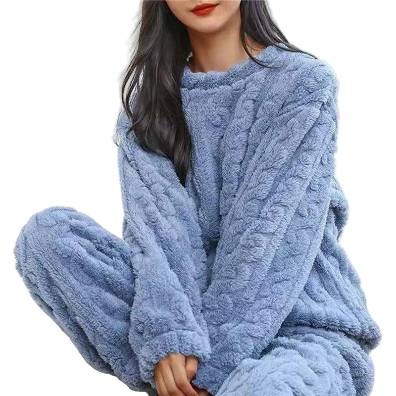 Dames Fleece Pyjama Set Warm en Comfortabel voor Nachtkleding