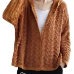 Dames Gebreide Trui met Capuchon en Knopen Casual Comfort