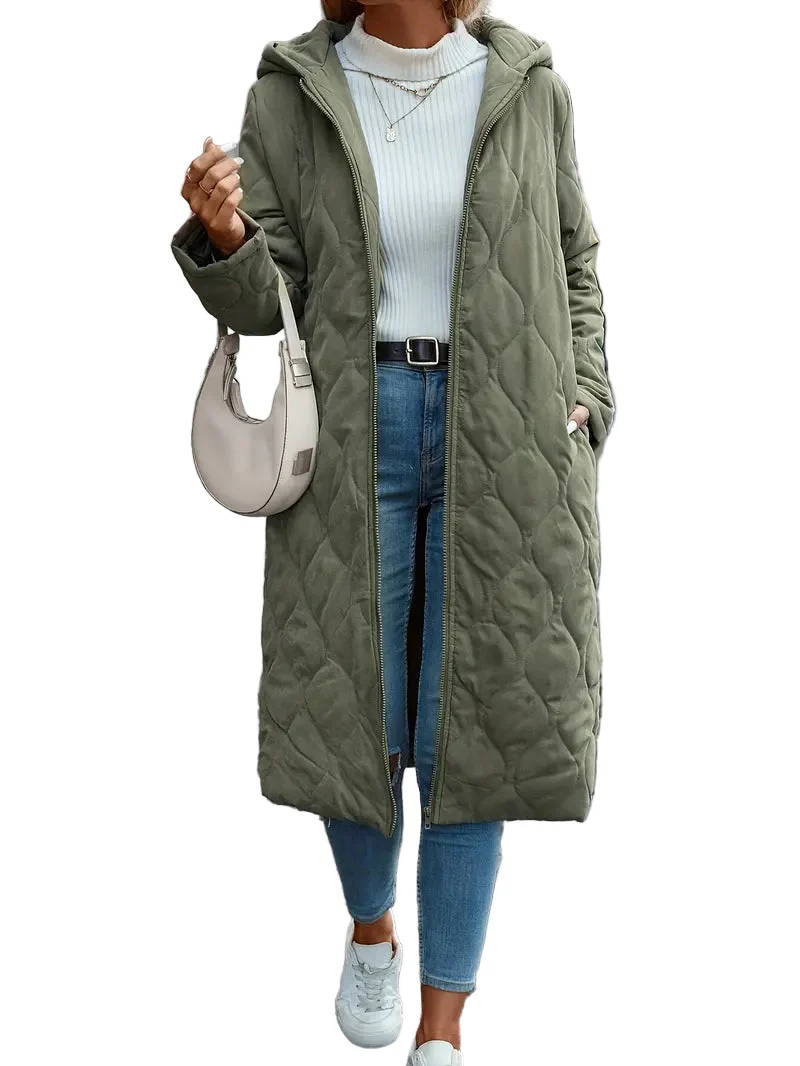 Dames Gewatteerde Jas met Capuchon en Lange Mouwen