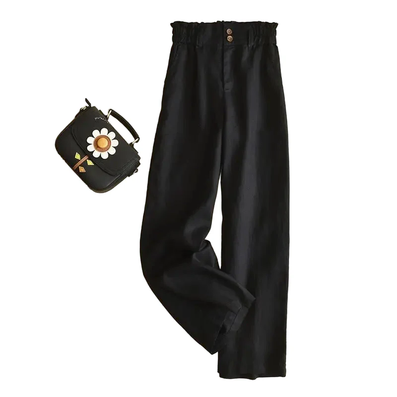 Dames Hoge Taille Wijde Pantalon Casual Elastisch met Wijde Pijpen