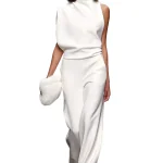 Dames Jumpsuit Feestelijk Asymmetrisch Met Hoge Kraag En Ontblote Schouder