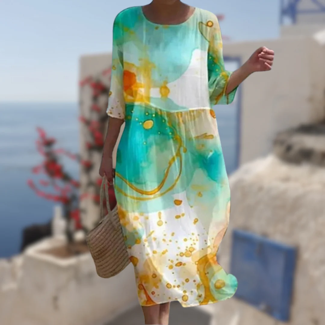 Dames Jurk Bloemrijke Elegante Stijl Lichte Stof - Afbeelding 4