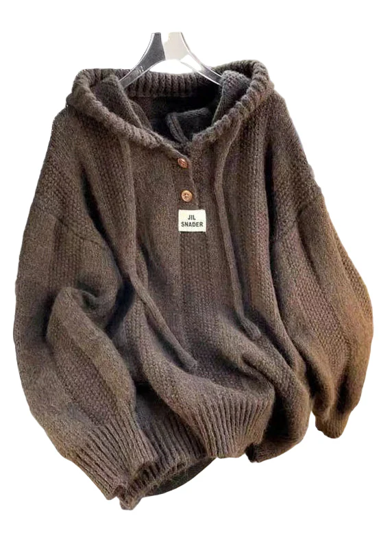 Dames Katoenen Gebreide Hoodie met Vetersluiting