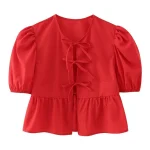 Dames Korte Puff Mouw Top met Spaghetti Bandjes