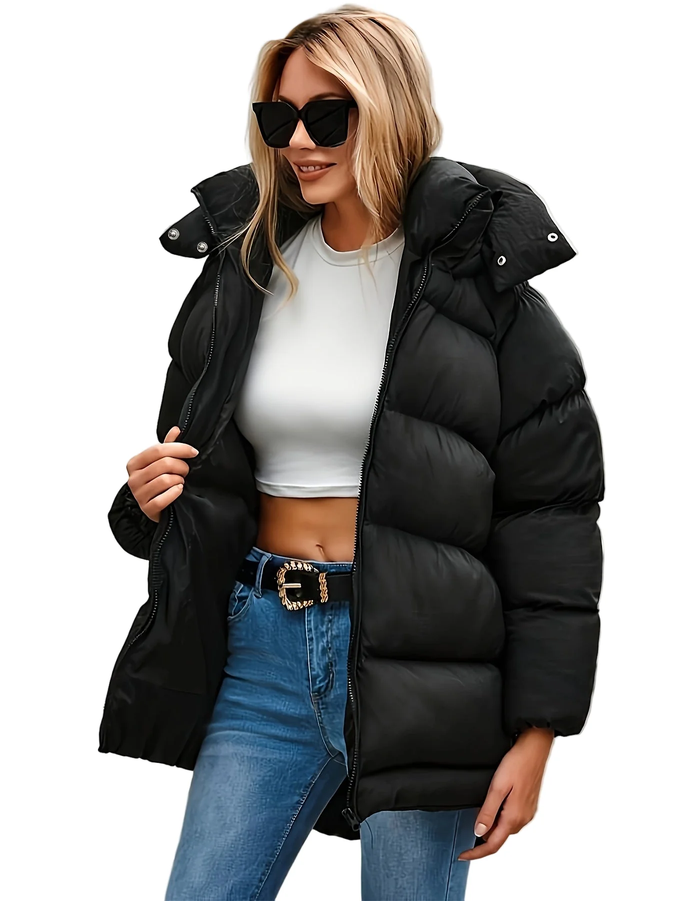 Dames Korte Pufferjack Met Capuchon