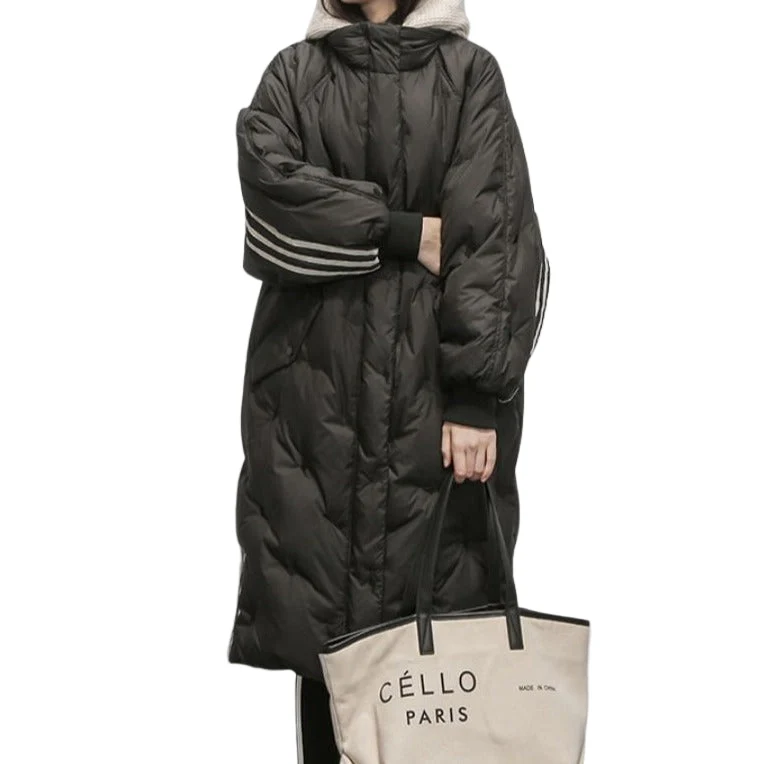 Dames Lange Gewatteerde Jas met Stijl