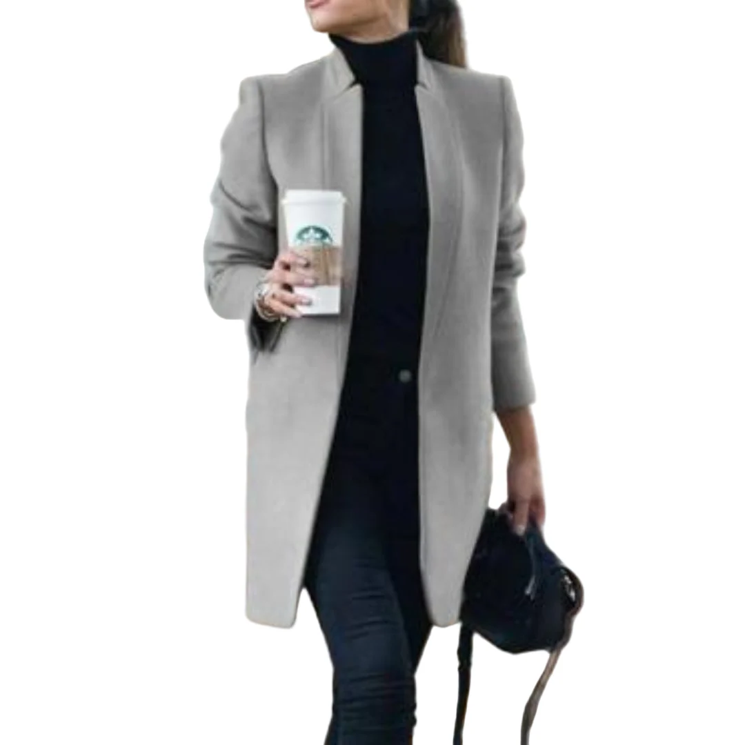 Dames Jas met opstaande kraag Klassiek Wolmix