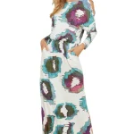 Dames Maxi Jurk Met Koude Schouders en Zakken