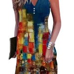 Dames Midi-jurk Asymmetrisch met Abstracte Kunst