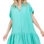 Dames Mini Jurk Met Knopen Katoenmix - Trendy Zomerjurkjes voor Elke Gelegenheid