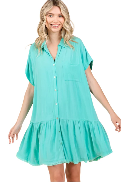 Dames Mini Jurk Met Knopen Katoenmix - Trendy Zomerjurkjes voor Elke Gelegenheid