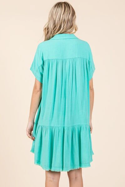 Dames Mini Jurk Met Knopen Katoenmix - Trendy Zomerjurkjes voor Elke Gelegenheid - Afbeelding 6