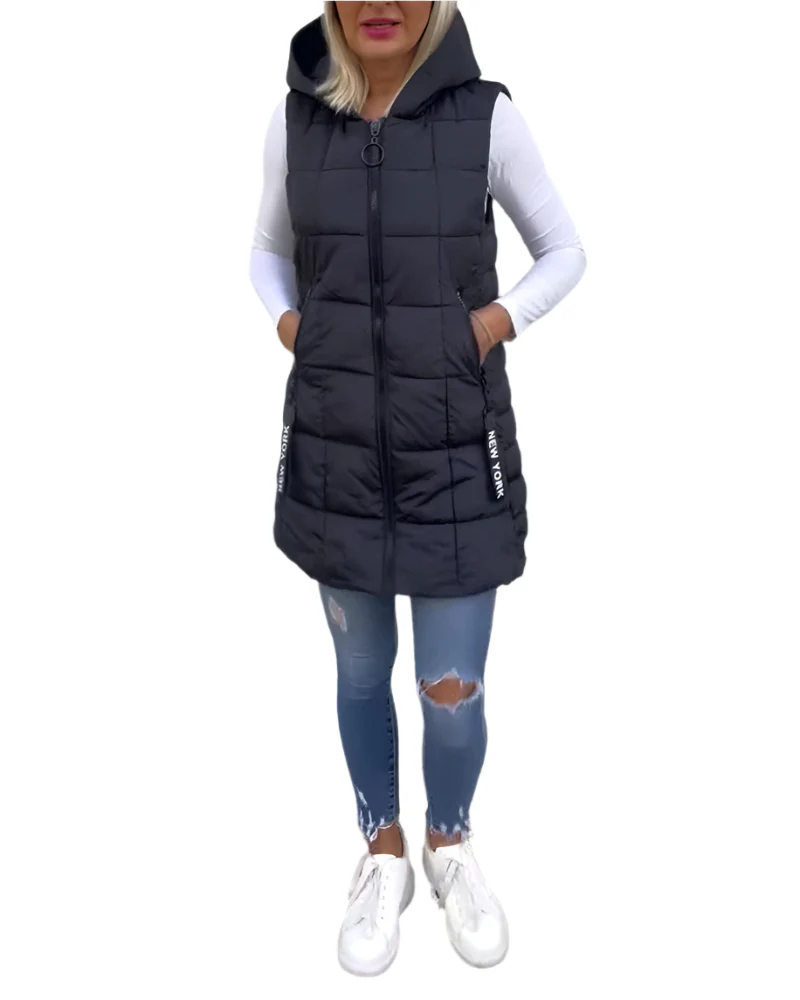 Dames Mouwloze Puffer Jas met Capuchon