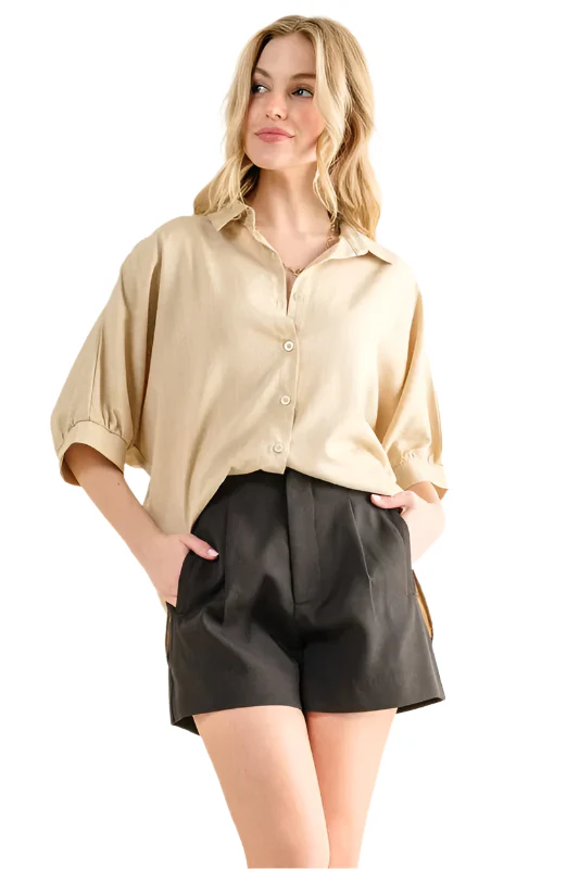 Dames Oversized Blouse Knoopsluiting