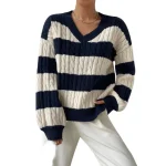 Dames Oversized Gebreide Trui met V-Ring