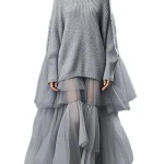 Dames Oversized Trui-Jurk met Patchwork Design