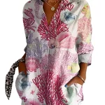 Dames Shirt Bloemenpatroon Button-Up Katoen Polyester