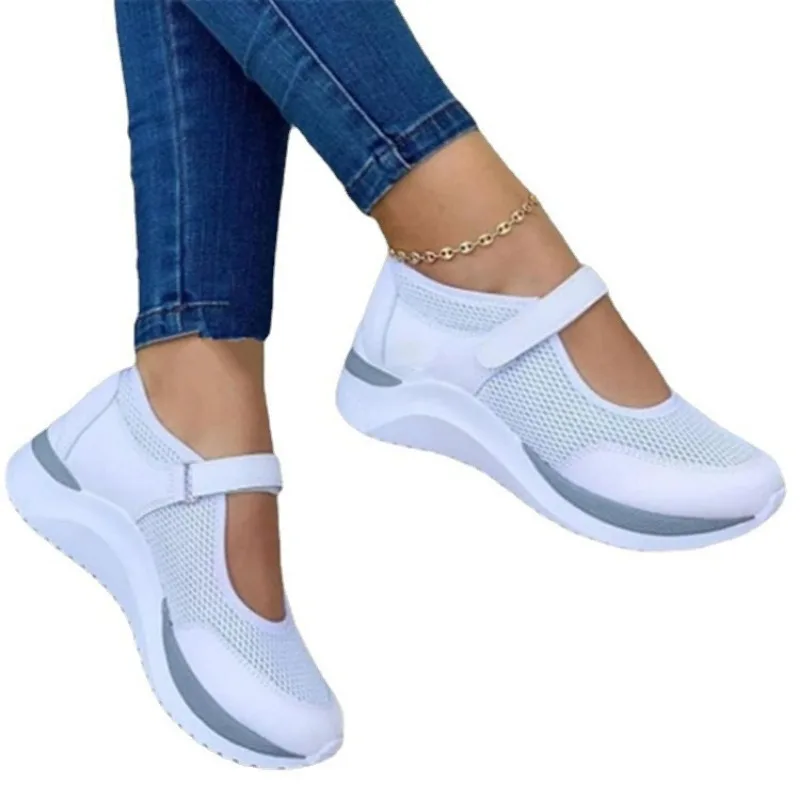 Dames Sneakers Gebreid Met Dikke Zool Casual Schoenen