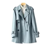 Dames Trenchcoat Vintage Dubbelgeknoopt Nylon-Katoen