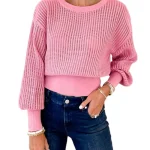 Dames Trui Met Ronde Hals En Uitgesneden Rug Casual Stijl