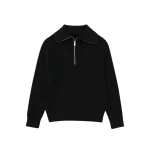 Dames Trui met Halfzipper en Geribbelde Textuur