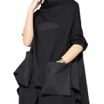 Dames Turtleneck Top met Patchwork en Zakken