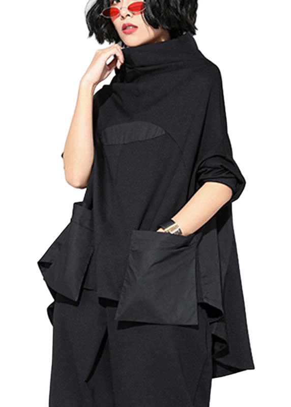 Dames Turtleneck Top met Patchwork en Zakken