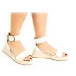 Dames Wedge Sandalen met Enkelbandje Wit