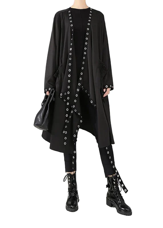 Dames Winterjas Cape-Stijl Effen Zwart