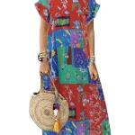 Dames Zomerjurk Boheemse Print met Korte Mouwen
