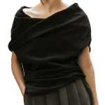 Dames Zwarte Katoenen Shirt met Uitsnijding