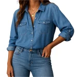 Dames Denim Overhemd Met Knopen