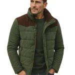 Heren Gewatteerde Winterjas met Suède Details