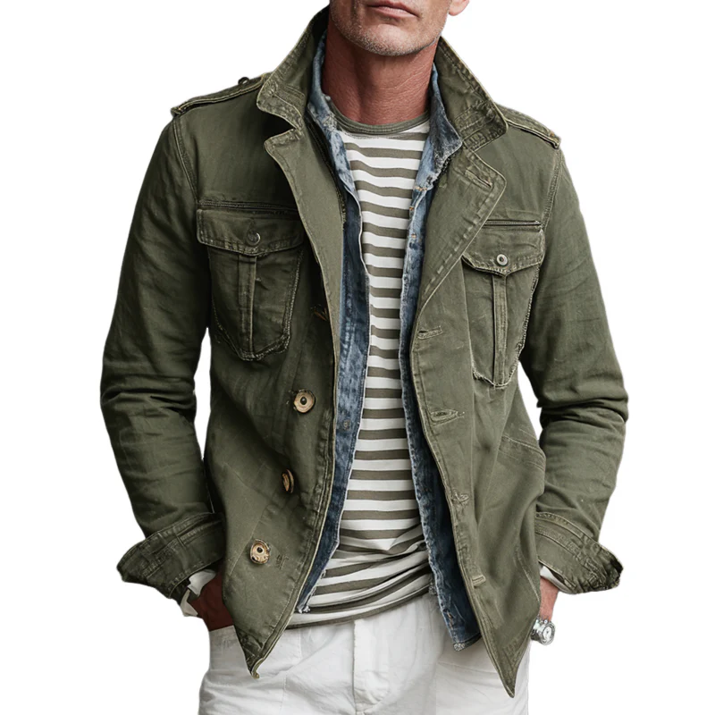 Heren Multi-Pocket Jas Militaire Stijl