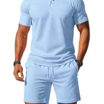 Heren Polo en Short Set Ton-sur-Ton Gebreide Stof