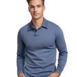 Heren Poloshirt Lange Mouwen Klassieke Kraag Katoen