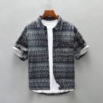 Heren Overhemd Vintage Bedrukt Katoenmix Comfortabel